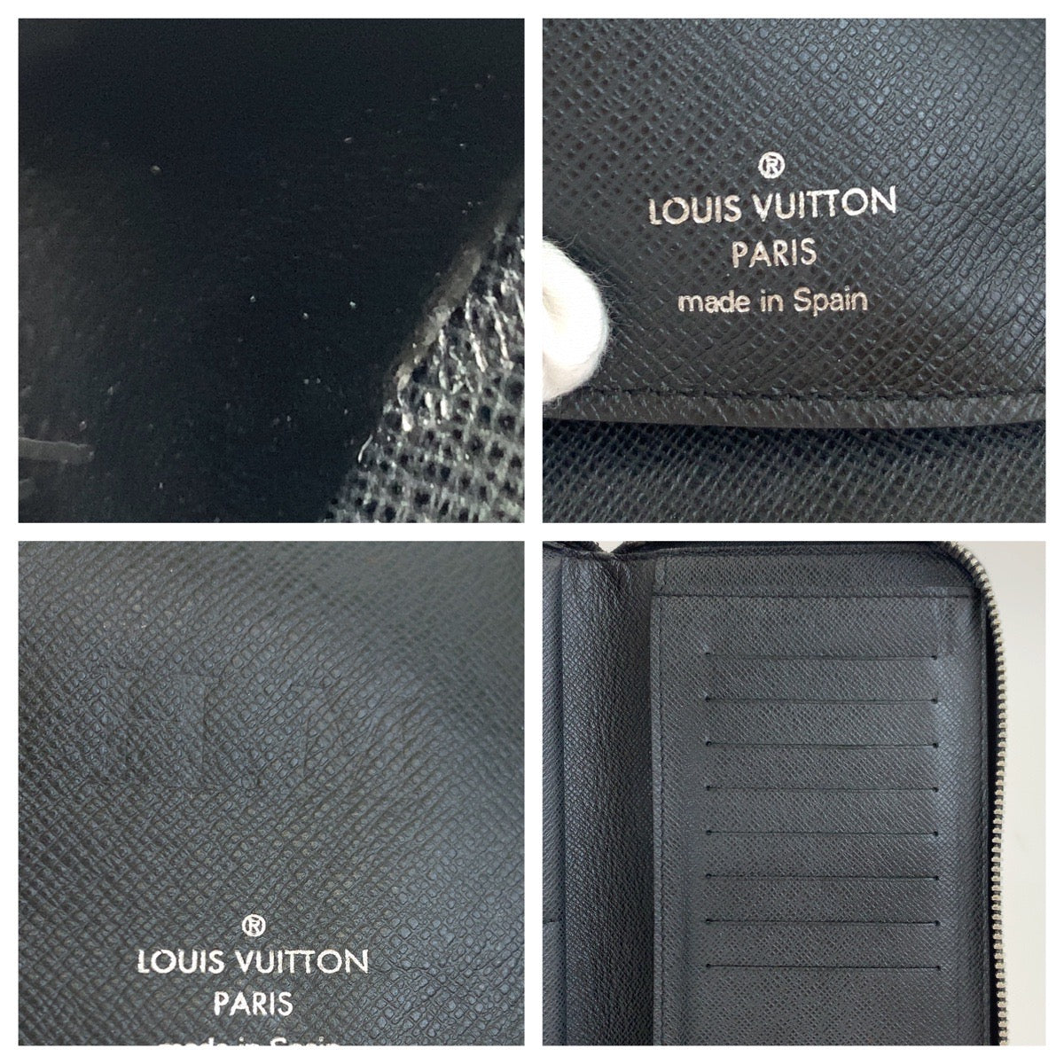 LOUIS VUITTON Long Wallet Purse M30503 leather Ardoise Black SilverMetal Long Wallet Purse Zip Around Round Zip Taiga Zippy Wallet Vertical mens Used Authentic