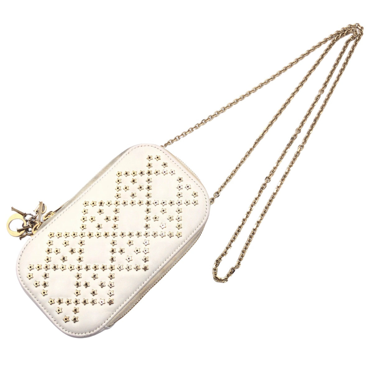 Dior Shoulder Bag S0872BNHB leather White GoldMetal Shoulder Bag Phone Pouch Phone Case Lady Dior Women Used Authentic
