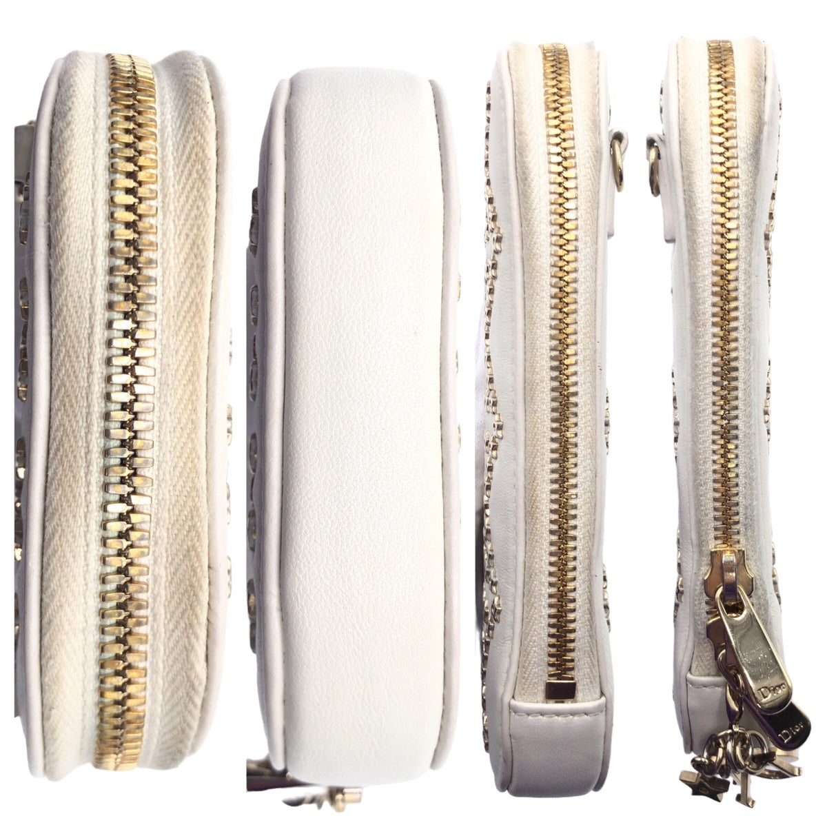 Dior Shoulder Bag S0872BNHB leather White GoldMetal Shoulder Bag Phone Pouch Phone Case Lady Dior Women Used Authentic