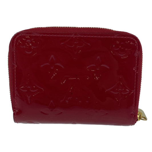 LOUIS VUITTON Coin case M93608 enamel Red Coin case compact wallet Monogram Vernis Zip around purse Women Used Authentic