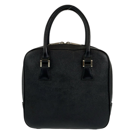 BURBERRY Handbag leather Black SilverMetal Handbag Tote Bag Medium Check Pattern Women Used Authentic