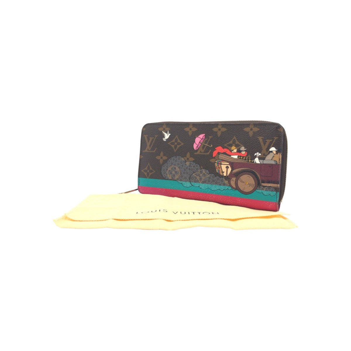 LOUIS VUITTON Long Wallet Purse M61360 PVC Brown Multicolor Gold Metal Long Wallet Purse Zip Around Monogram Evasion Zippy wallet Women Used Authentic