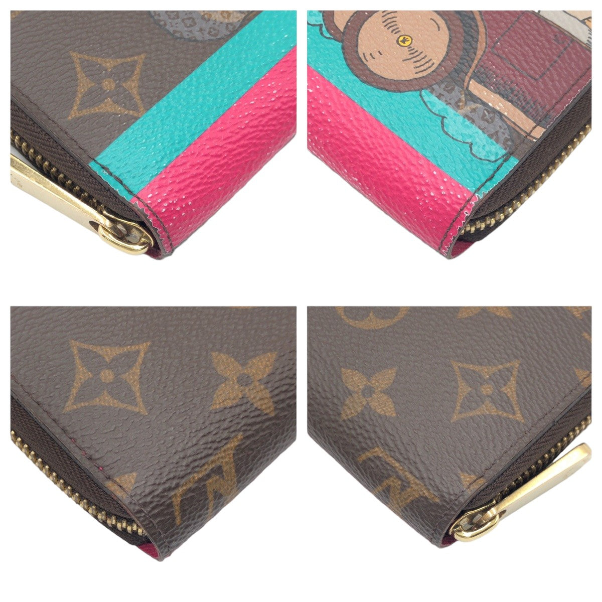 LOUIS VUITTON Long Wallet Purse M61360 PVC Brown Multicolor Gold Metal Long Wallet Purse Zip Around Monogram Evasion Zippy wallet Women Used Authentic