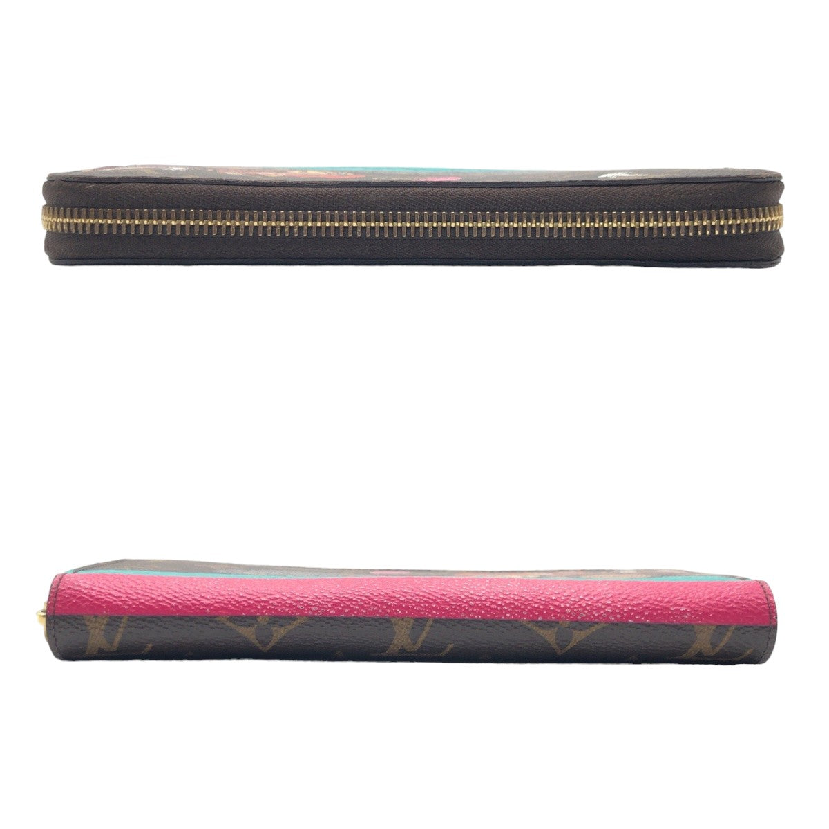 LOUIS VUITTON Long Wallet Purse M61360 PVC Brown Multicolor Gold Metal Long Wallet Purse Zip Around Monogram Evasion Zippy wallet Women Used Authentic