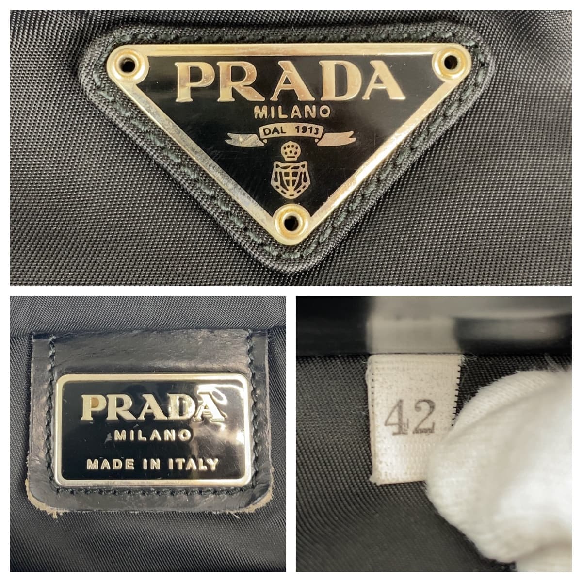 PRADA Shoulder Bag Nylon Black SilverMetal Crossbody Shoulder Bag Sacoche Test Triangle With logo mens Used Authentic
