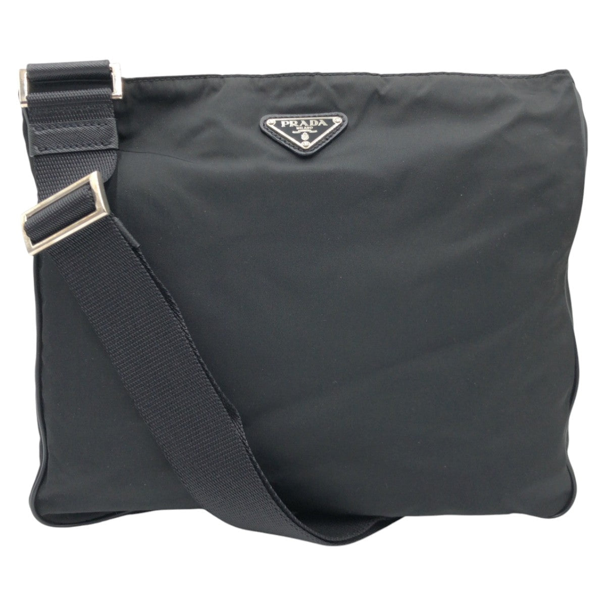 PRADA Shoulder Bag Nylon black Shoulder back pochette Test Triangular logo mens Used Authentic