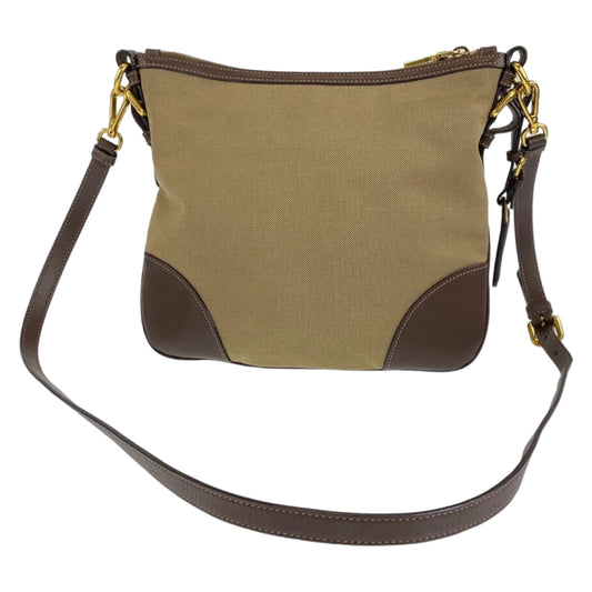 PRADA Shoulder Bag canvas Beige brown Shoulder Bag Crossbody Pochette Unisex Logo jacquard Women Used Authentic