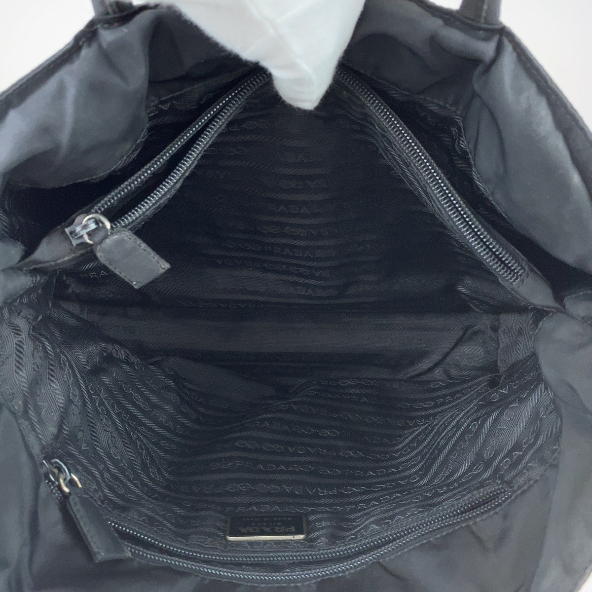 PRADA Tote Bag Nylon black Tote Bag handbag Test Triangle With logo Women Used Authentic