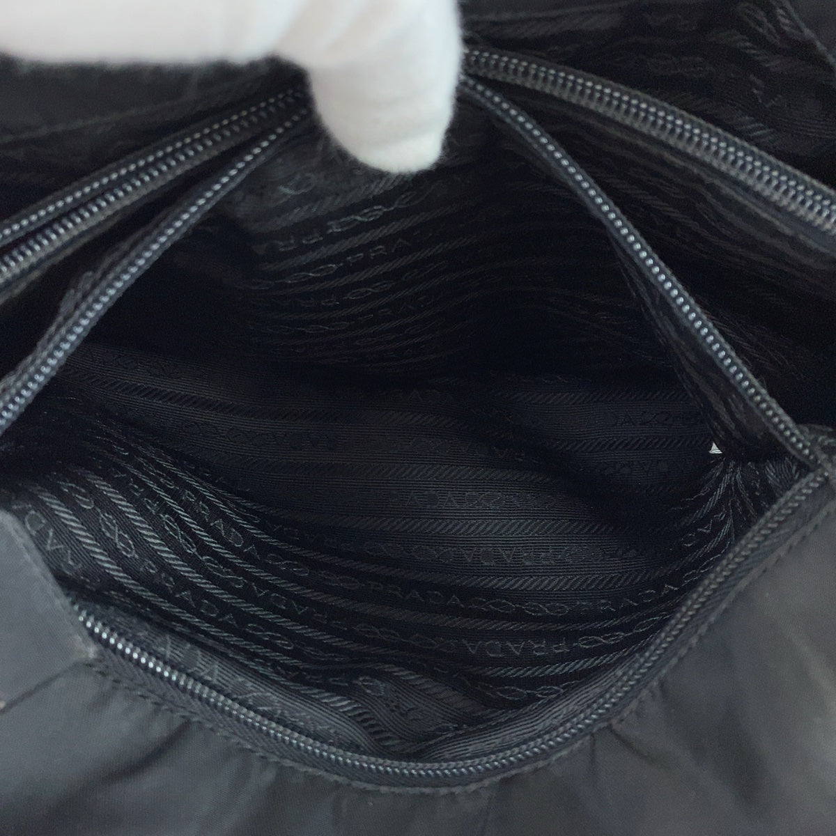 PRADA Tote Bag Nylon black Tote Bag handbag Test Triangle With logo Women Used Authentic
