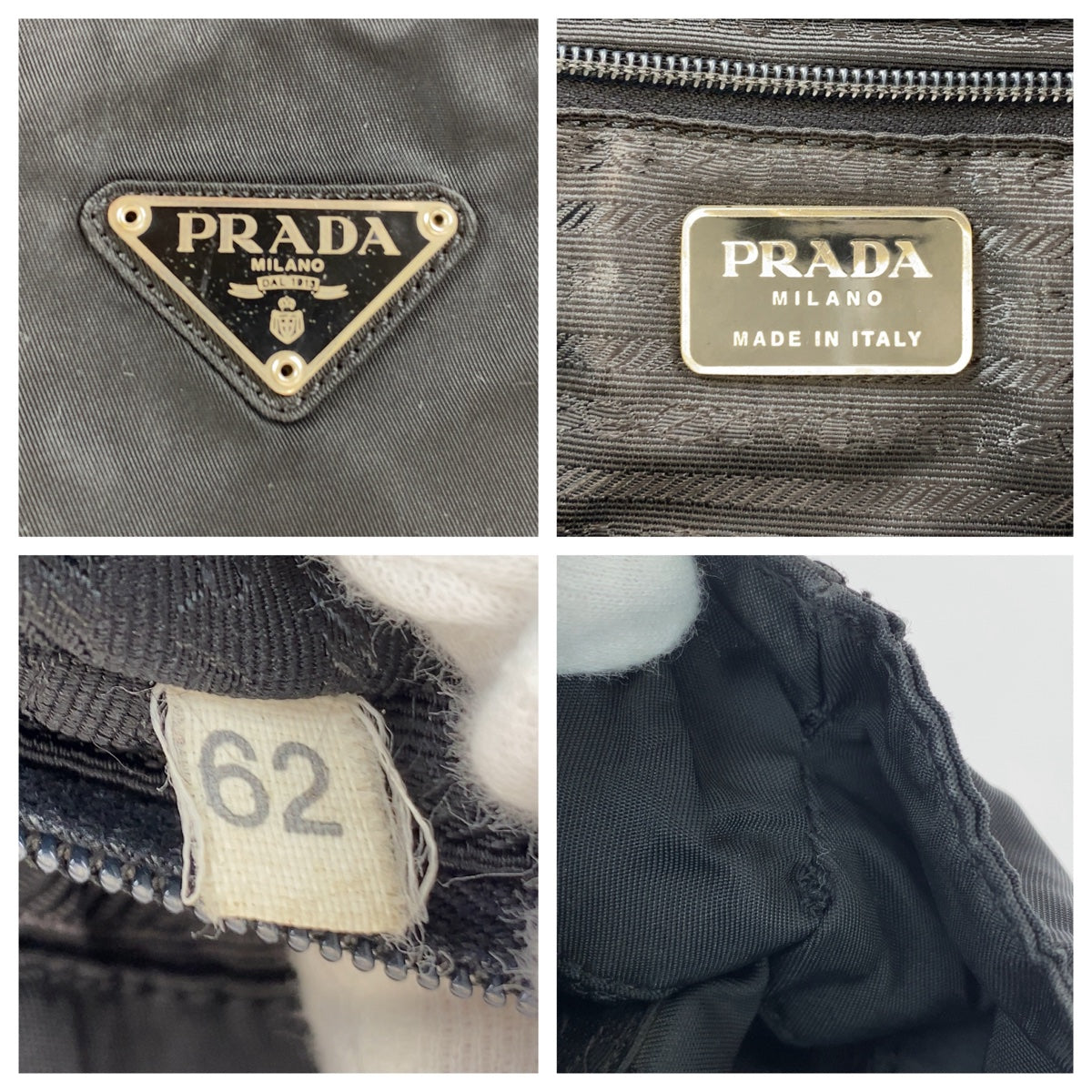 PRADA Tote Bag Nylon black Tote Bag handbag Test Triangle With logo Women Used Authentic