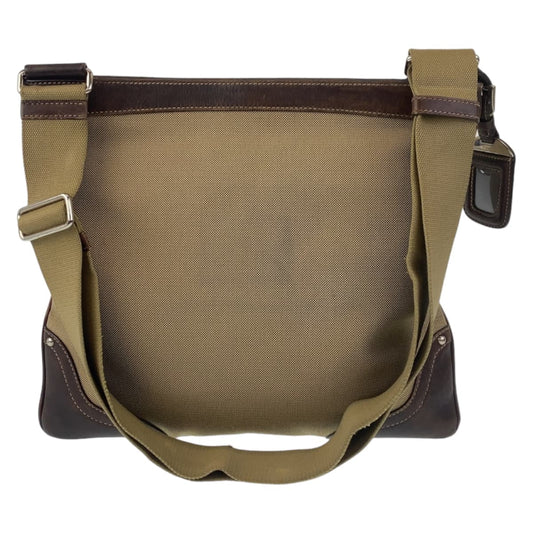 PRADA Shoulder Bag canvas Beige Brown SilverMetal Crossbody Shoulder Bag Messenger Bag Logo jacquard Women Used Authentic