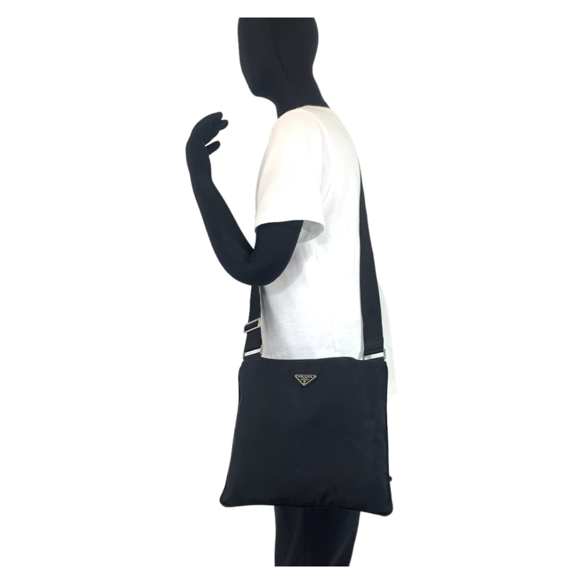 PRADA Shoulder Bag Nylon black Crossbody Shoulder Bag Messenger Bag Test Triangle With logo mens Used Authentic