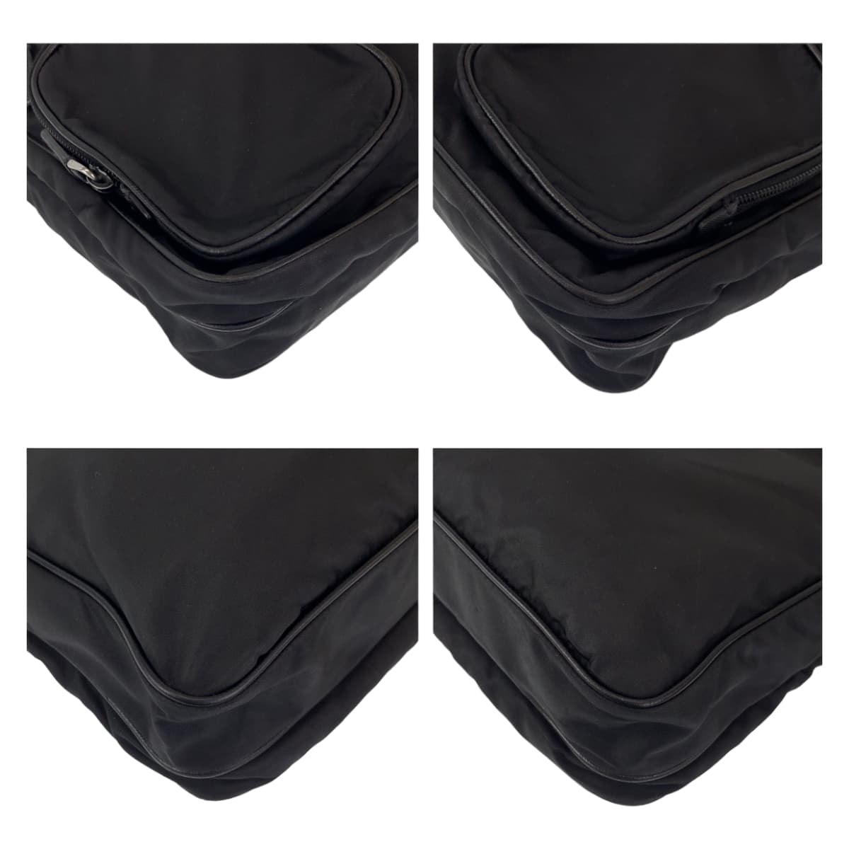 PRADA Shoulder Bag Nylon Black SilverMetal Shoulder Bag Messenger bag Test Triangular logo mens Used Authentic