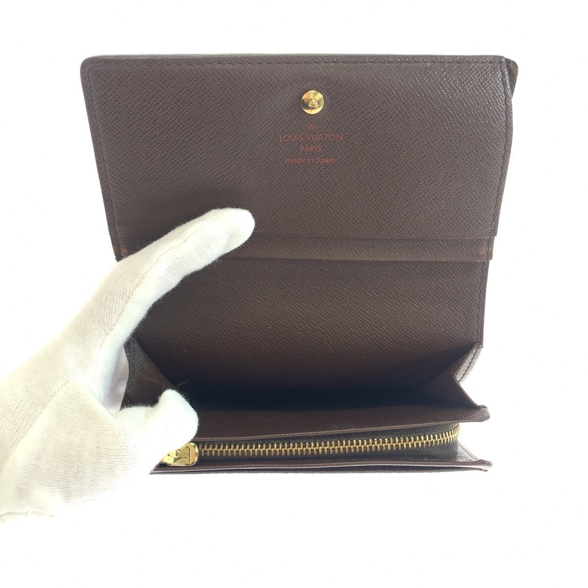 LOUIS VUITTON Bifold Wallet N61730 PVC Brown Gold Metal Folding wallet Compact wallet Damier L-Zip Portonet Bie Tresol Women Used Authentic
