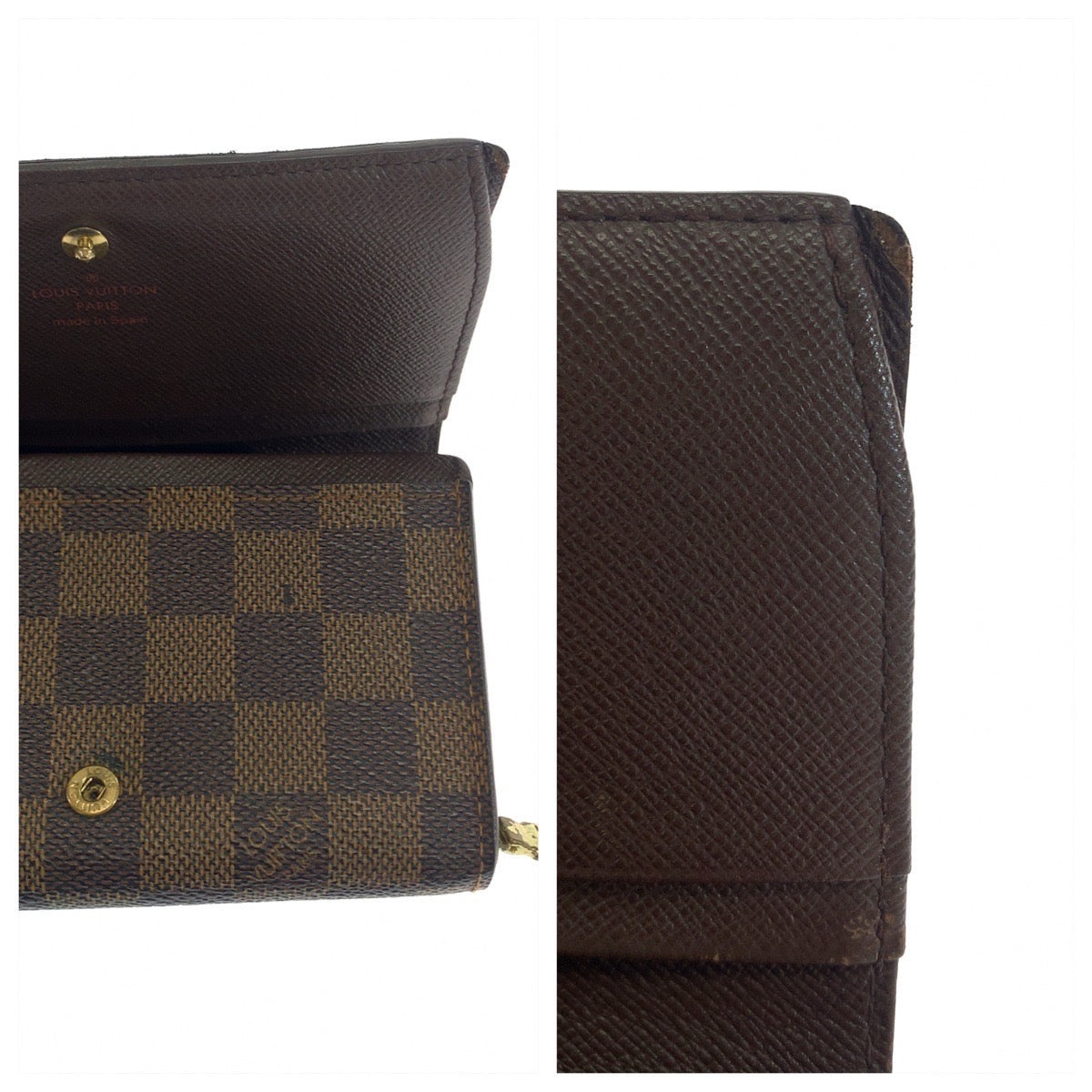 LOUIS VUITTON Bifold Wallet N61730 PVC Brown Gold Metal Folding wallet Compact wallet Damier L-Zip Portonet Bie Tresol Women Used Authentic