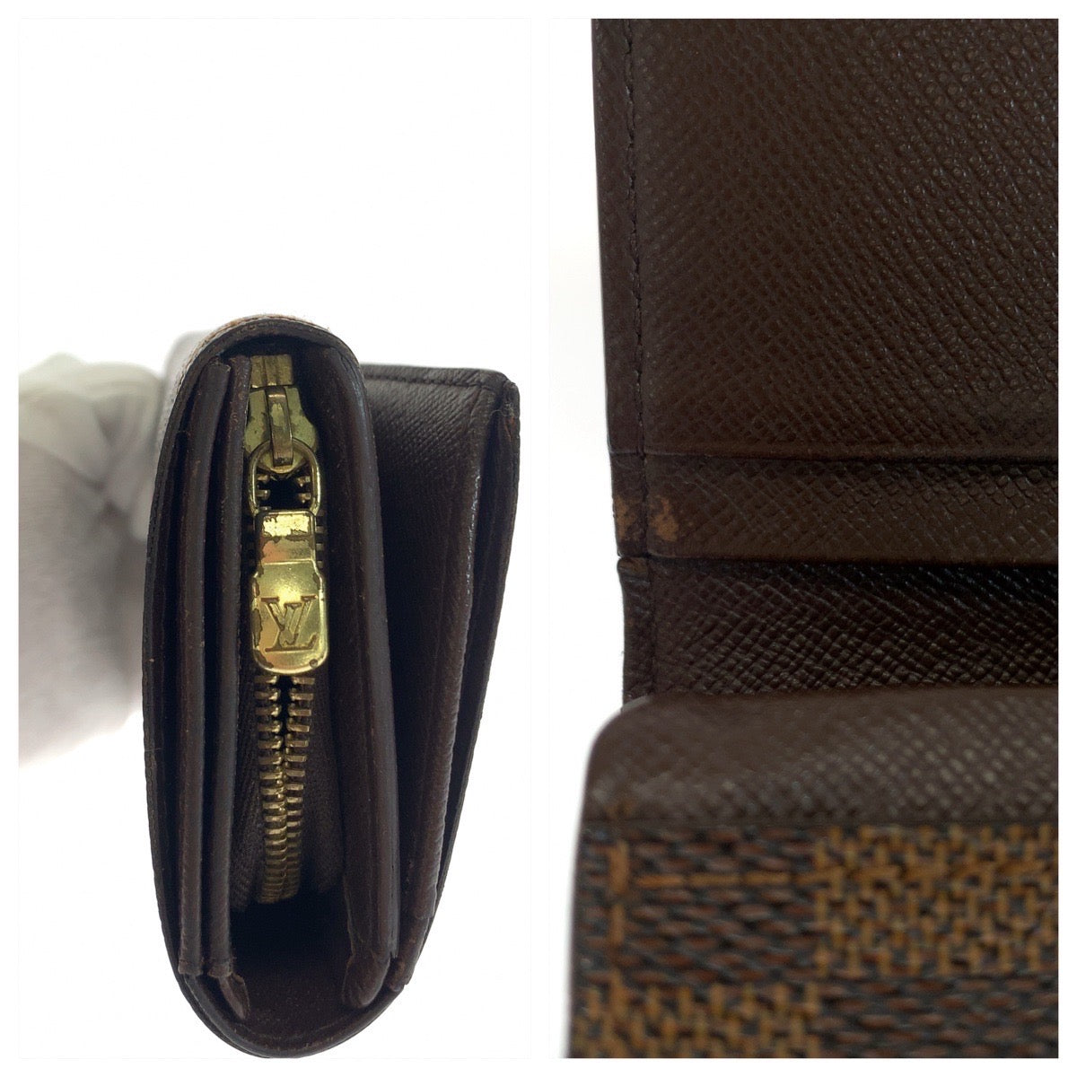 LOUIS VUITTON Bifold Wallet N61730 PVC Brown Gold Metal Folding wallet Compact wallet Damier L-Zip Portonet Bie Tresol Women Used Authentic
