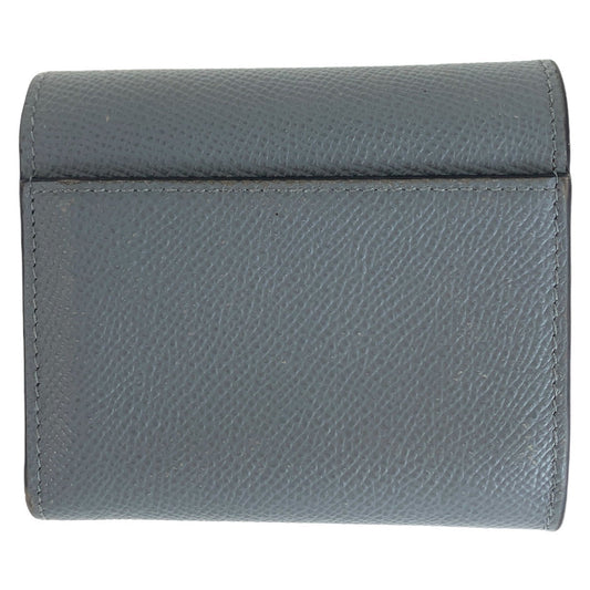 Dior Tri-fold wallet leather Navy Gold Metal saddle