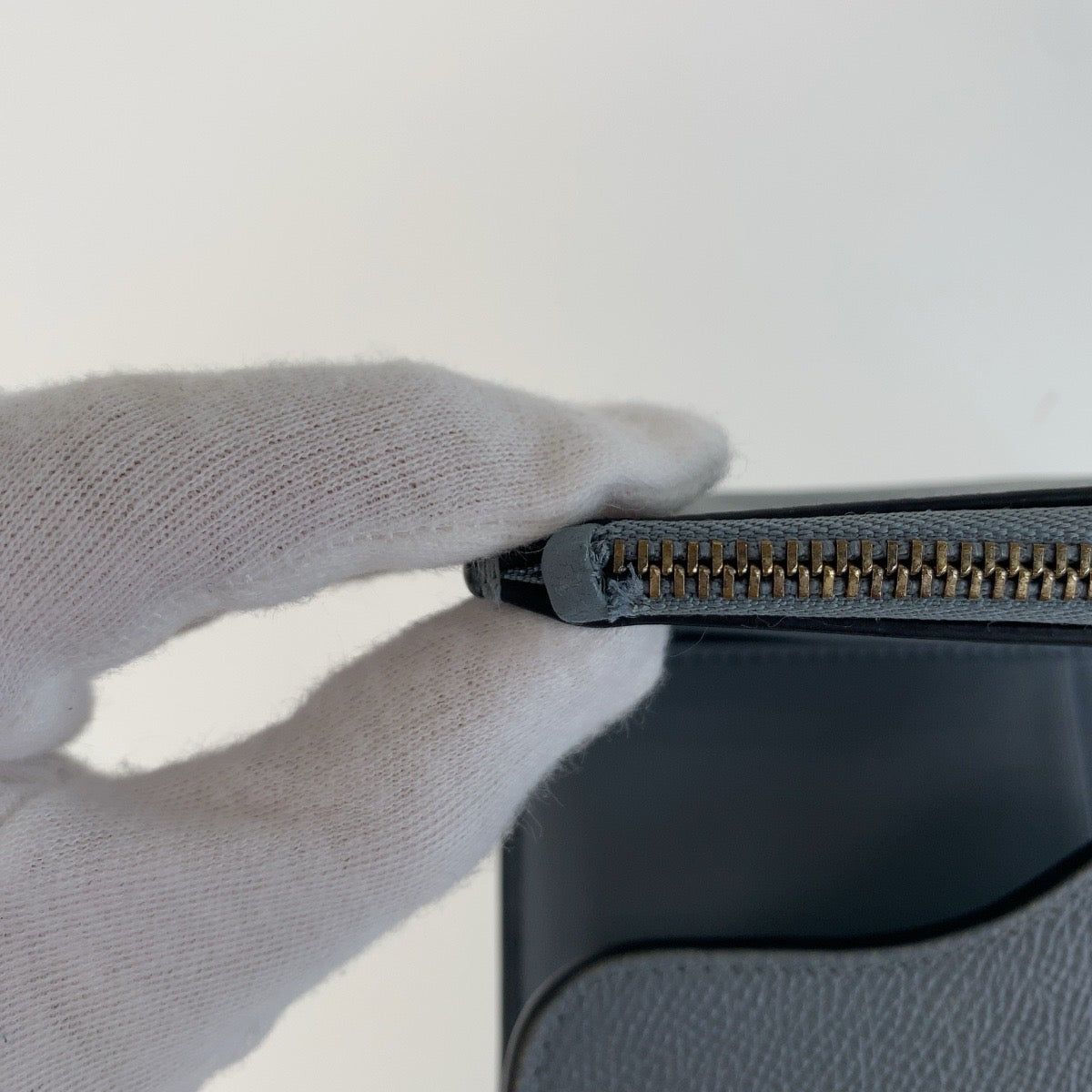 Dior Tri-fold wallet leather Navy Gold Metal saddle