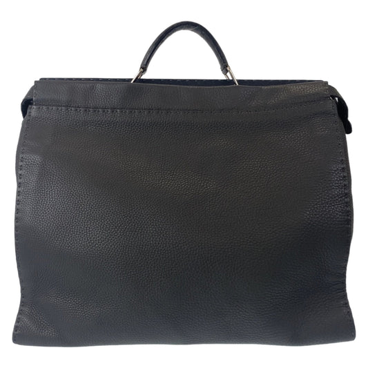 FENDI Business bag leather Grey SilverMetal Business Bag A4 Compatible Shoulder Bag Celeria Peekaboo mens Used Authentic