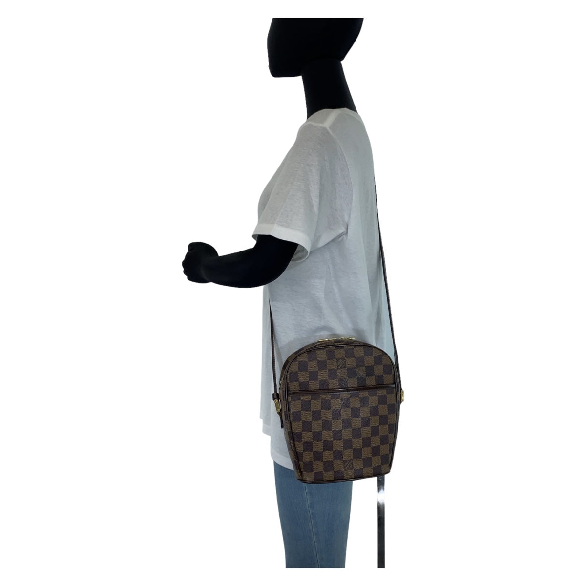 LOUIS VUITTON Shoulder Bag N51294 PVC Brown Gold Metal Crossbody Shoulder Bag Pochette Damier Ipanema PM Women Used Authentic