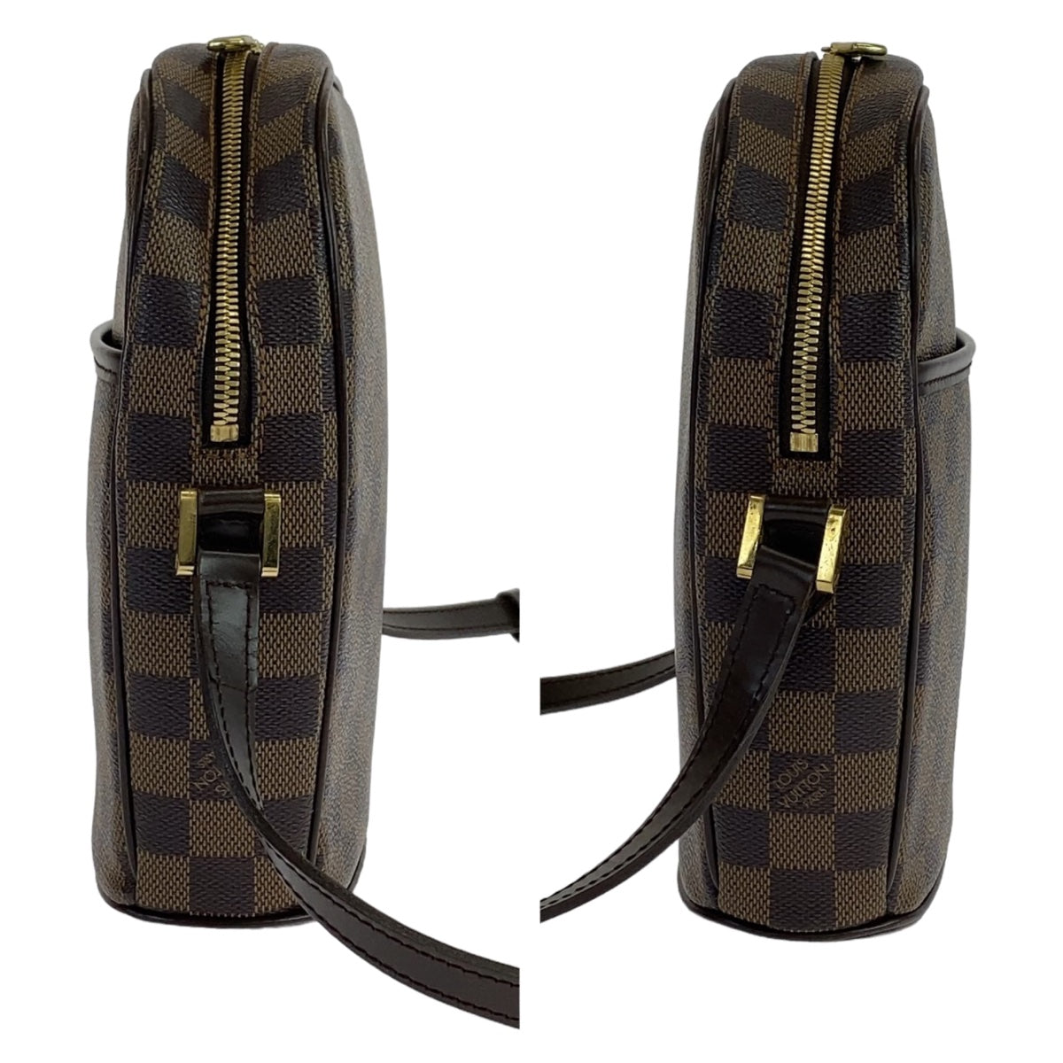 LOUIS VUITTON Shoulder Bag N51294 PVC Brown Gold Metal Crossbody Shoulder Bag Pochette Damier Ipanema PM Women Used Authentic
