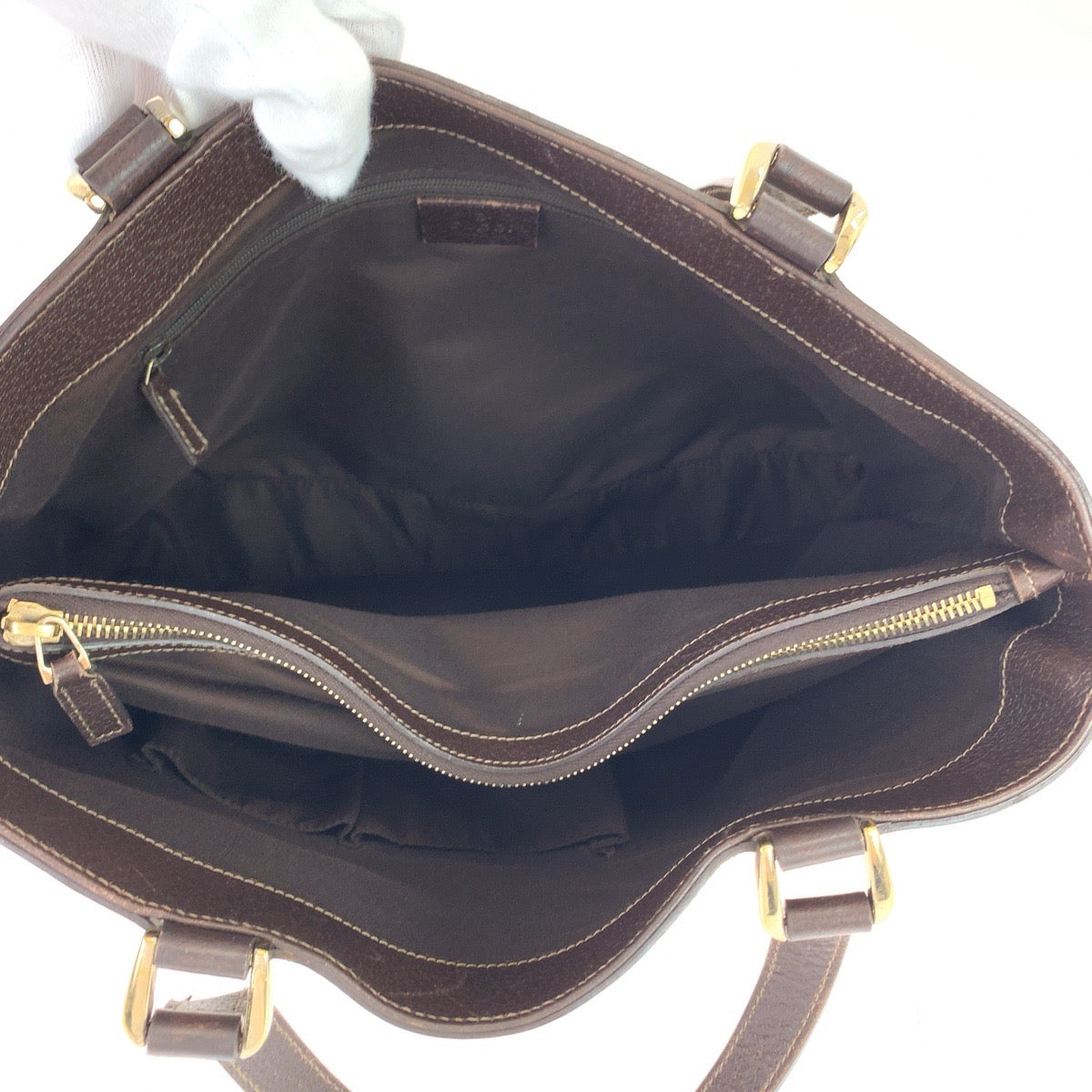 GUCCI Tote Bag 170004 GG canvas, leather Beige Brown Gold Metal Tote Bag Shoulder Bag Abbey Women Used Authentic