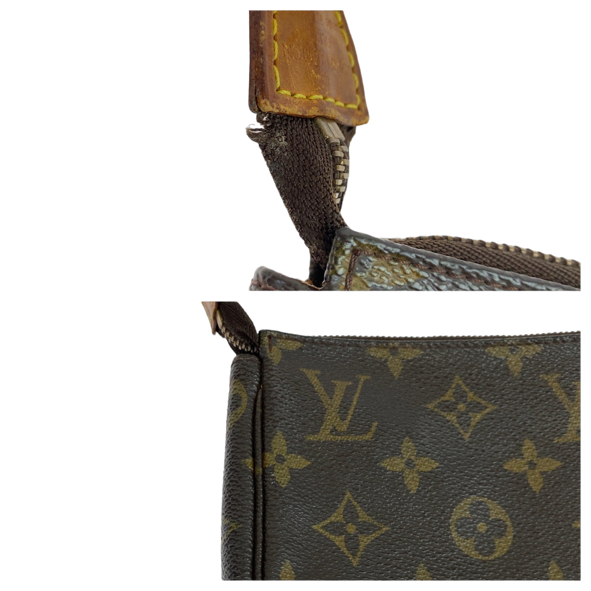LOUIS VUITTON Handbag M51980 PVC Brown Gold Metal Handbag accessory pouch Monogram Pochette Accessoar Women Used Authentic