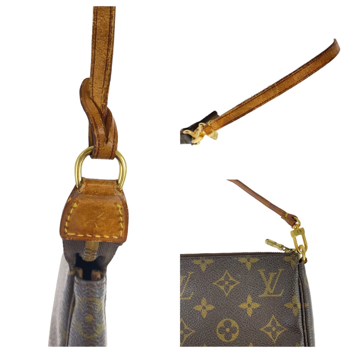 LOUIS VUITTON Handbag M51980 PVC Brown Gold Metal Handbag accessory pouch Monogram Pochette Accessoar Women Used Authentic