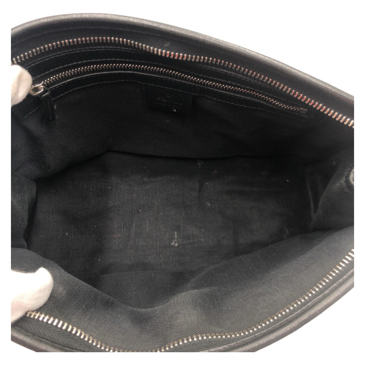 GUCCI Clutch bag leather black Clutch bag business bag Interlocking mens Used Authentic