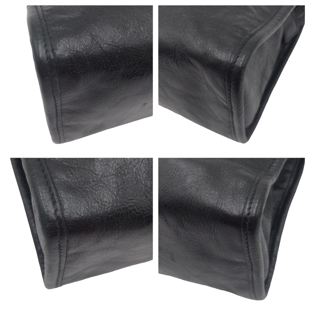 GUCCI Clutch bag leather black Clutch bag business bag Interlocking mens Used Authentic