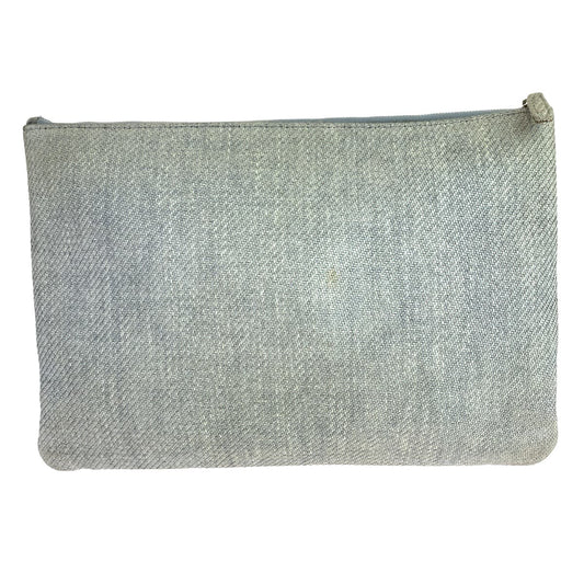 CHANEL Clutch bag canvas Grey SilverMetal Clutch bag business bag pouch Cruise line Deauville COCO Mark Women Used Authentic