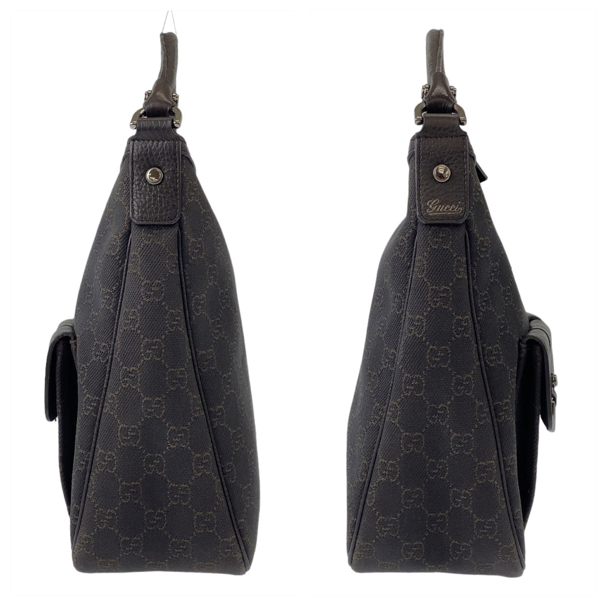 GUCCI Shoulder Bag 293581 GG canvas, leather Brown Silver Metal Hobo Shoulder Bag Handbag Abbey GG pattern Women Used Authentic