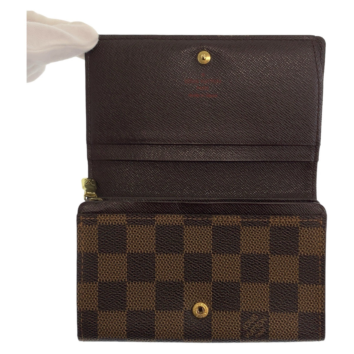 LOUIS VUITTON Bifold Wallet N61730 PVC Brown Gold Metal Folding wallet Compact wallet Damier Portefeuille Tresol Women Used Authentic