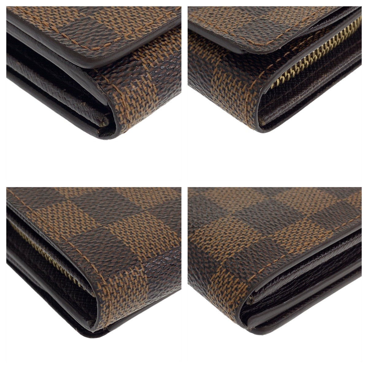 LOUIS VUITTON Bifold Wallet N61730 PVC Brown Gold Metal Folding wallet Compact wallet Damier Portefeuille Tresol Women Used Authentic