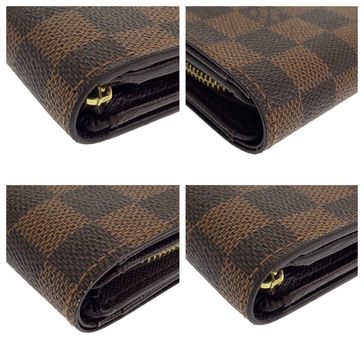 LOUIS VUITTON Bifold Wallet N61730 PVC Brown Gold Metal Folding wallet Compact wallet Damier Portefeuille Tresol Women Used Authentic