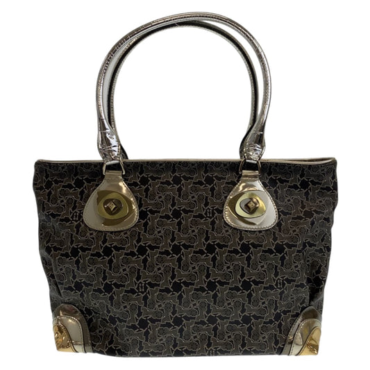 CELINE Tote Bag PVC Grey Multicolor SilverMetal Tote Bag Shoulder Bag Handbag Sulky Carriage Pattern Women Used Authentic