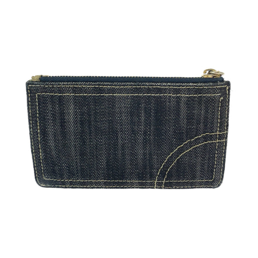 CHANEL Coin case denim Denim blue Coin case with chain and coin pocket Sparkling denim COCO Mark Women Used Authentic