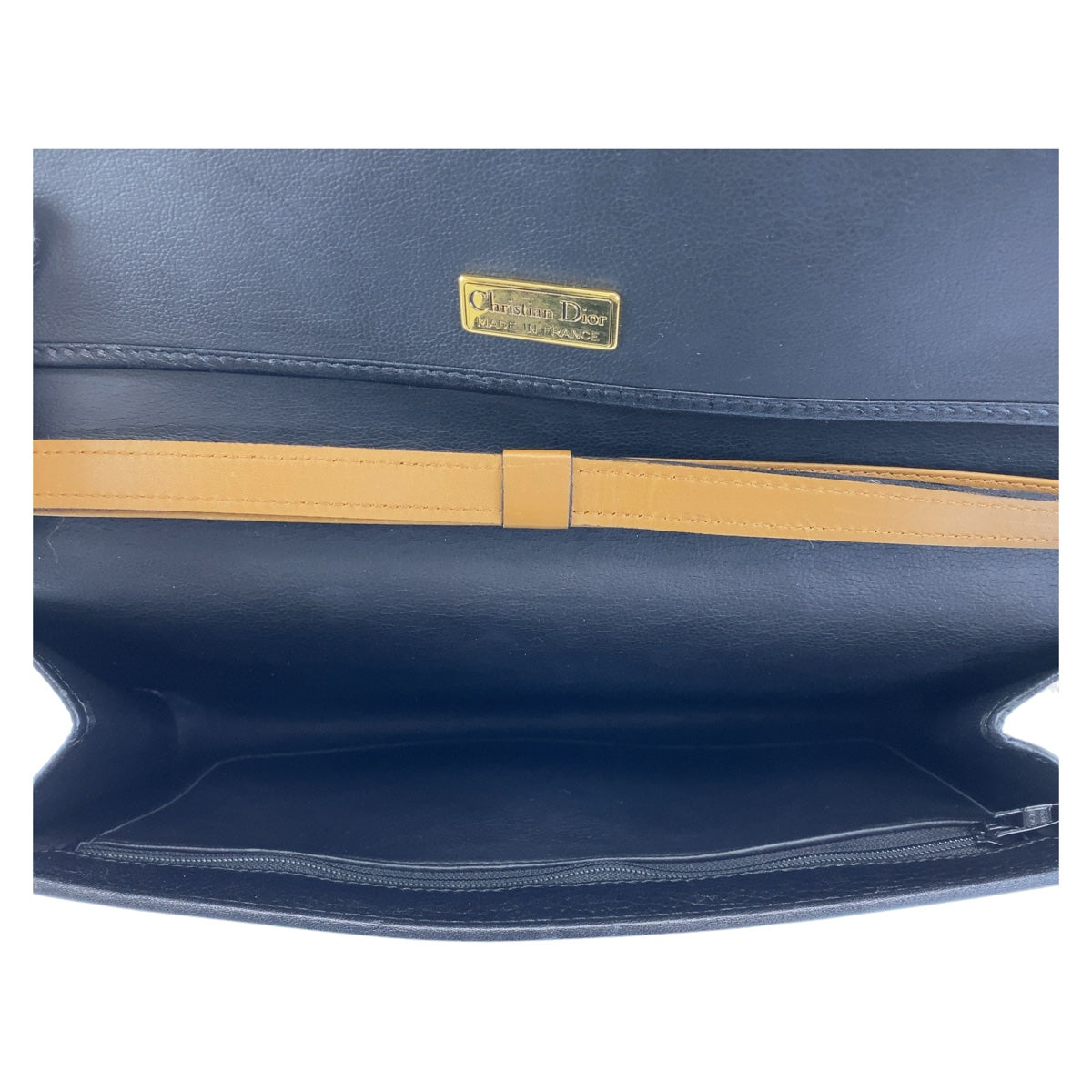 Dior Shoulder Bag leather Black Gold Metal Crossbody Shoulder Bag Pochette Women Used Authentic