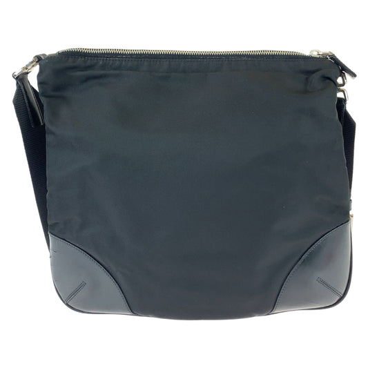 PRADA Shoulder Bag Nylon Black SilverMetal Shoulder Bag Crossbody Messenger Bag Test Triangle With logo mens Used Authentic