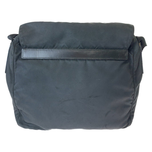 PRADA Shoulder Bag 1BD994 Nylon Black SilverMetal Shoulder Bag Crossbody Test Triangle With logo Women Used Authentic