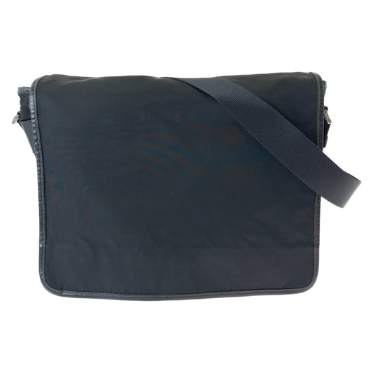 PRADA Shoulder Bag Nylon Black SilverMetal Shoulder Bag Messenger bag Test Triangle With logo mens Used Authentic