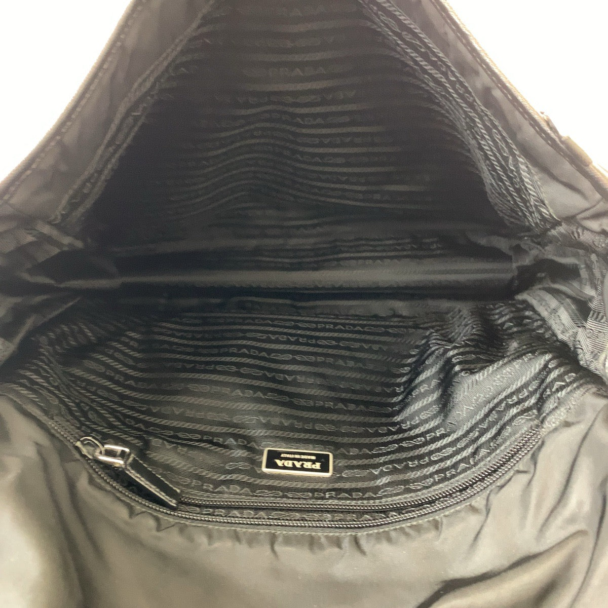 PRADA Shoulder Bag Nylon Black SilverMetal Shoulder Bag Messenger bag Test Triangle With logo mens Used Authentic