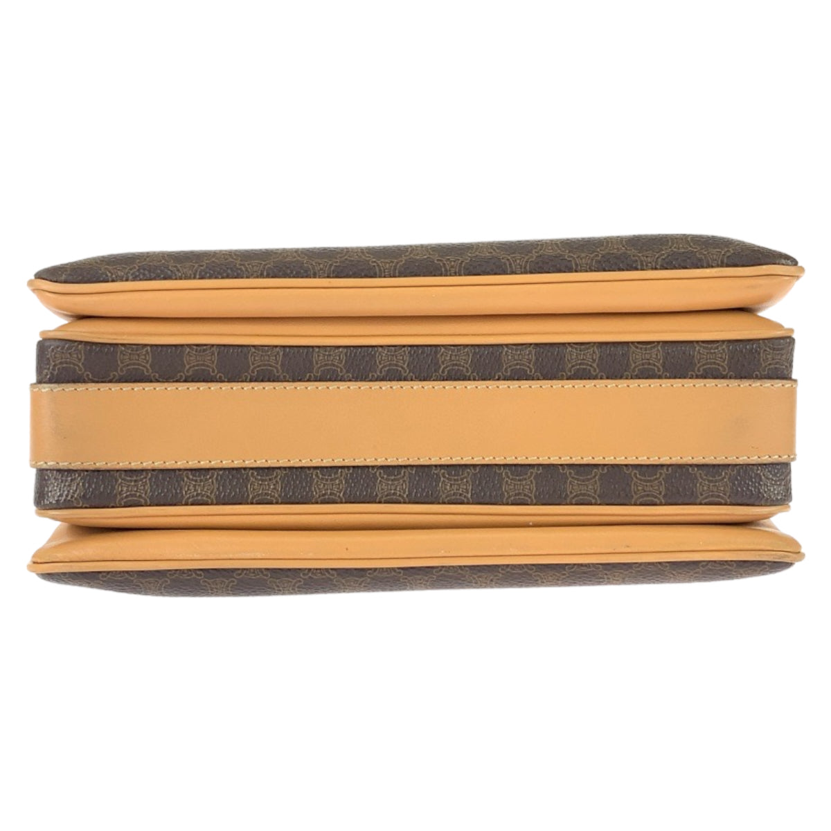 CELINE Shoulder Bag PVC, Leather Brown Gold Metal Crossbody Shoulder Bag Pochette Macadam Pattern Women Used Authentic