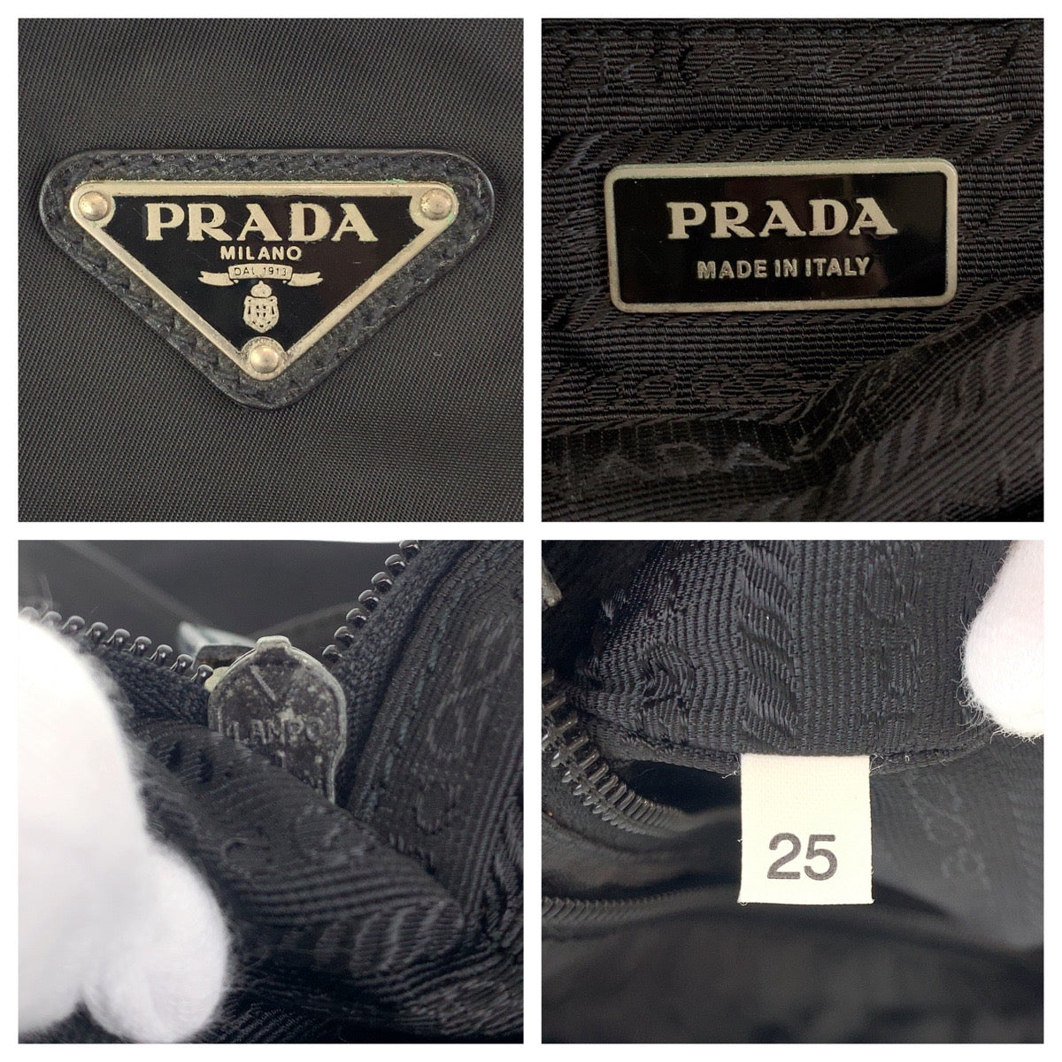 PRADA Shoulder Bag Nylon Black SilverMetal Crossbody Shoulder Bag Messenger Bag Test Triangle With logo Women Used Authentic