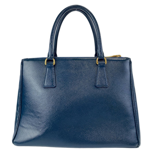 PRADA Handbag leather Blue Gold Metal 2way Handbag Crossbody Shoulder Bag Safiano Triangle With logo Women Used Authentic