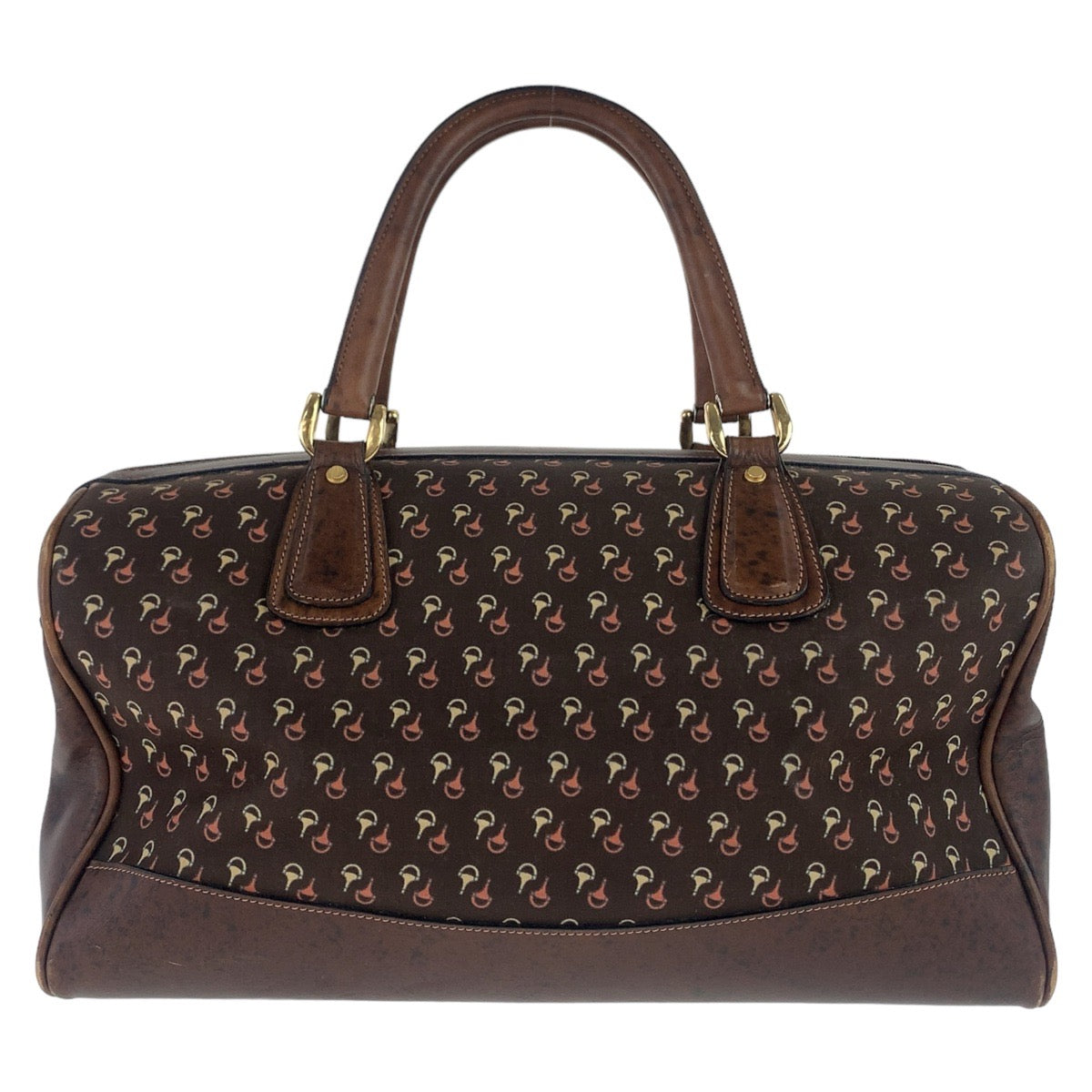 GUCCI Boston Duffel bag Nylon, Leather Brown Gold Metal Boston Duffel bag Crossbody Shoulder Bag 2way Old Gucci Horsebit Pattern Women Used Authentic