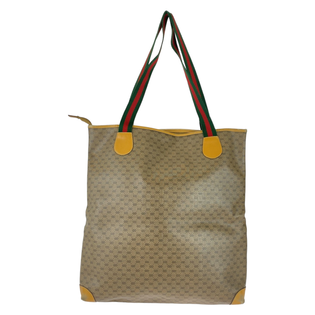 GUCCI Tote Bag 002 983 0163 GG Supreme canvas, leather Brown Beige Gold Metal Tote Bag Shoulder Bag Unisex Old Gucci Shelly Line Micro GG mens Used Authentic