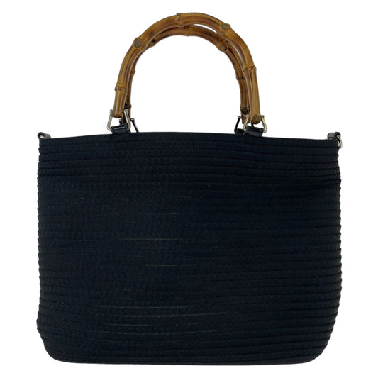 GUCCI Tote Bag 000 1998 0540 Canvas, Leather Black Silver Metal Tote Bag handbag Bamboo Women Used Authentic