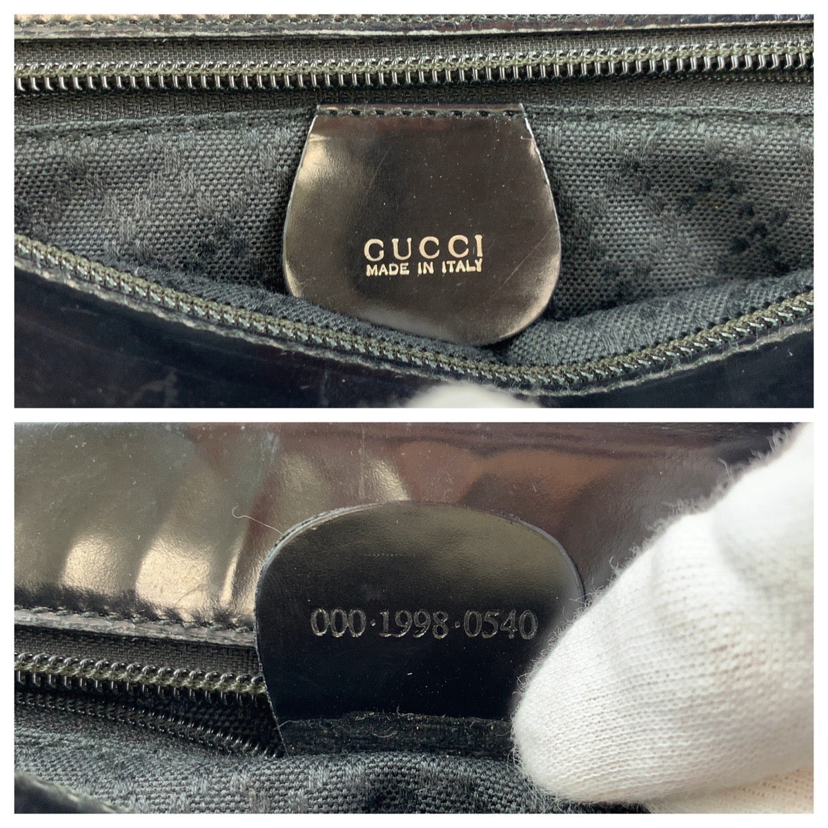 GUCCI Tote Bag 000 1998 0540 Canvas, Leather Black Silver Metal Tote Bag handbag Bamboo Women Used Authentic