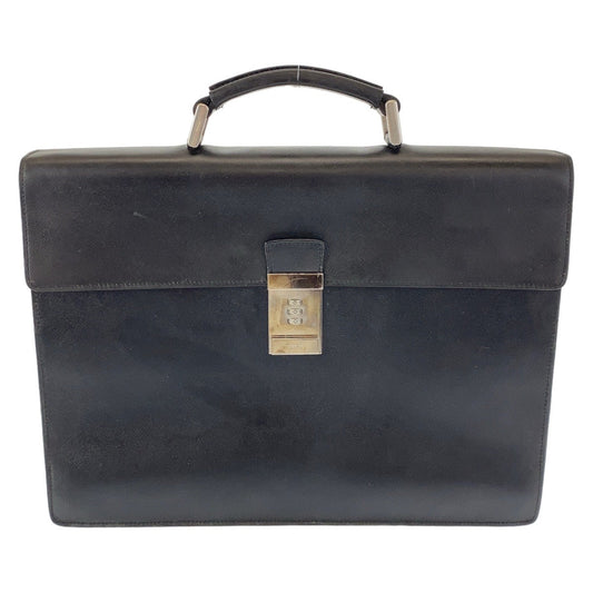 PRADA Business bag leather Black SilverMetal Business bag, briefcase, A4 storage Safiano mens Used Authentic